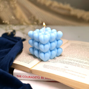 Sky Blue Bubble Heart Candle